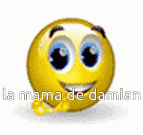 a yellow smiley face with the words la mama de damian written below it