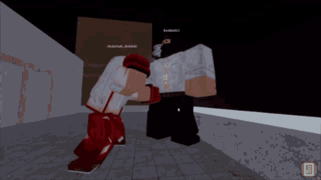 a screenshot of a video game shows a man in a white shirt and tie standing next to another man