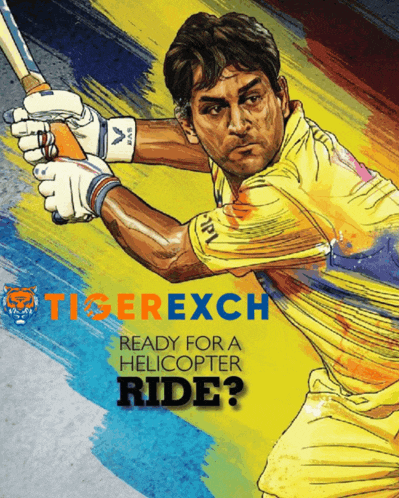 a poster of a man holding a bat with the words tigerexch ready for a helicopter ride