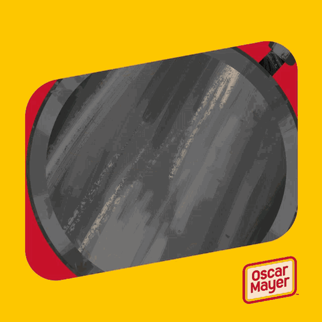 a frying pan with bacon and oscar mayer written on the corner