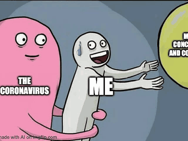 a cartoon of a person talking about the coronavirus and me