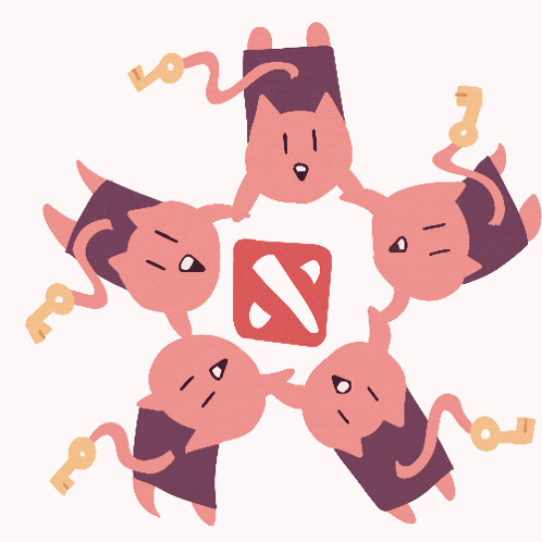 a group of cartoon characters are holding hands in a circle with a red s on the center