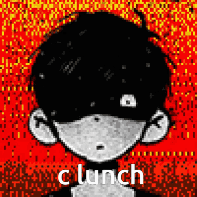 a pixel art drawing of a boy with the words crunch written below him