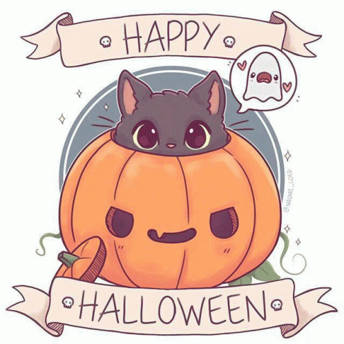 Cute Halloween Cute Cat GIF - Cute Halloween Cute Cat Cute Pumpkin GIFs