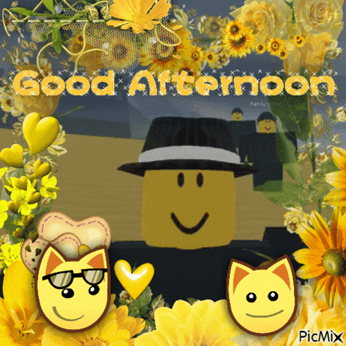 a good afternoon greeting card with a man wearing a hat