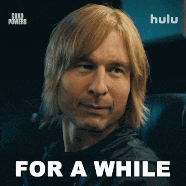 a picture of a man with the words for a while on it