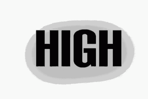 a white background with the word high written in black