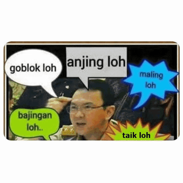 a man with glasses is talking to another man with a speech bubble that says maling loh .