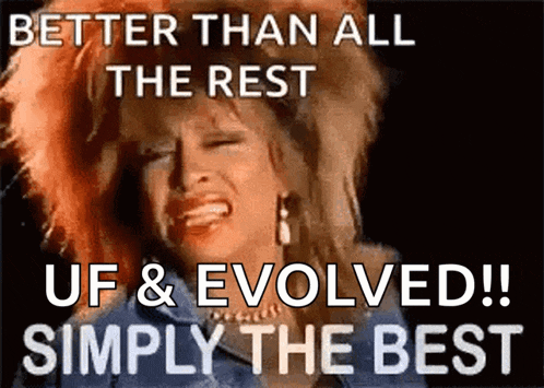 a picture of a woman with the caption better than all the rest uf & evolved simply the best