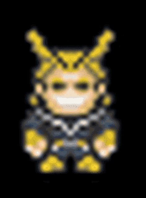 a pixel art of all might from my hero academia .