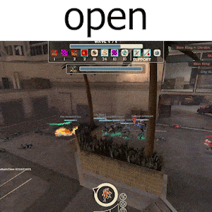 a screenshot of a video game with the word open on top