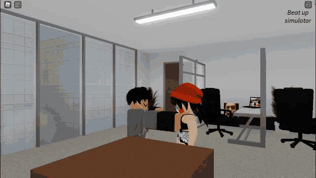 a screenshot of a video game with the words beat up simulator on the bottom