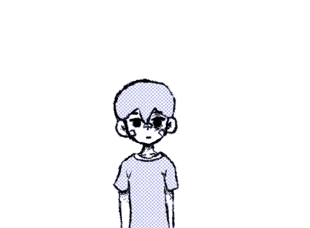 a drawing of a person with a bandage on their head