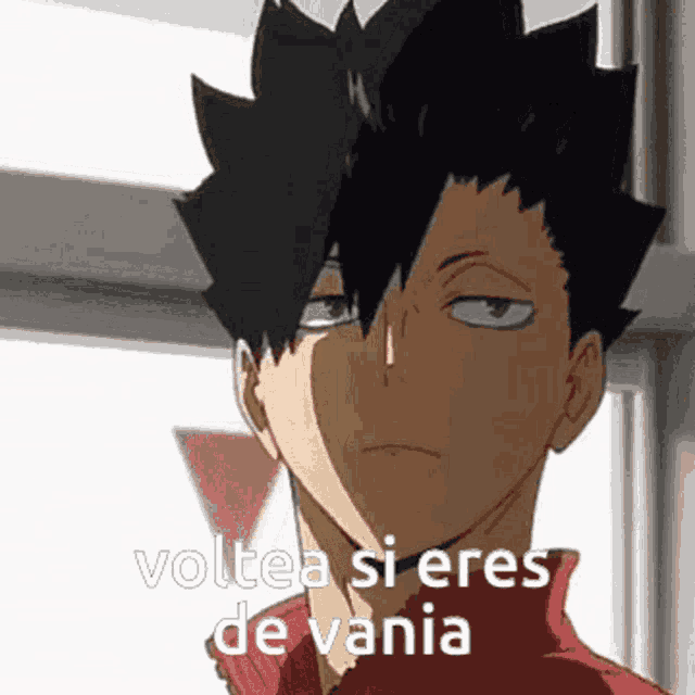 a close up of a person 's face with the words voltea si eres de vania on the bottom