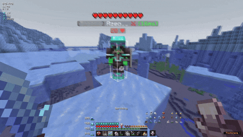 a screenshot of a minecraft game shows a player named rez0