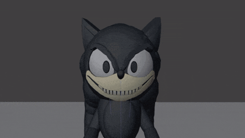 a 3d model of a black sonic the hedgehog is waving