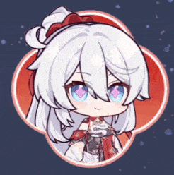 a cartoon character with white hair and blue eyes
