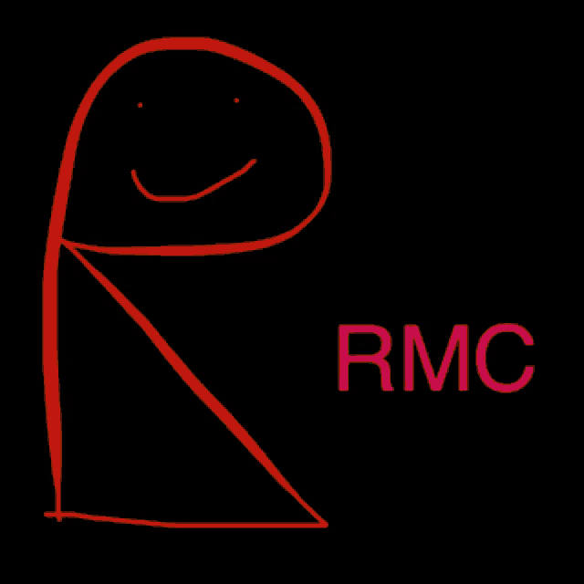 a purple r with a smiley face and the word rmc