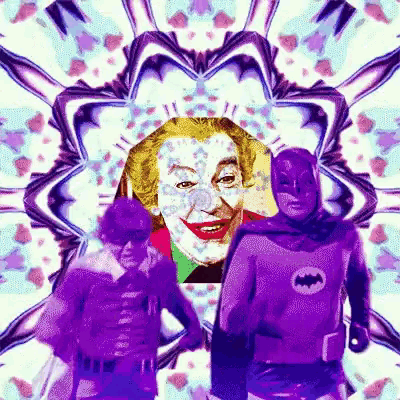 batman and the joker are featured in a kaleidoscope