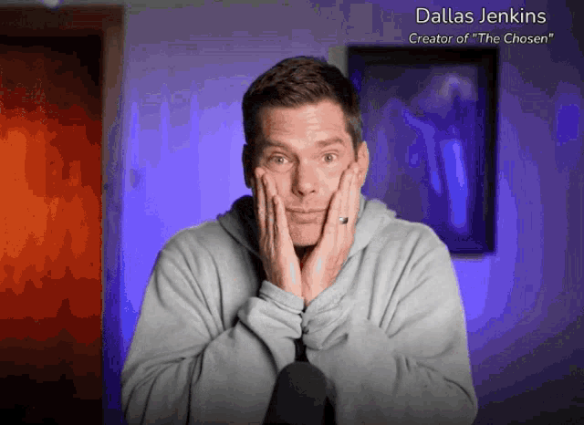 a man with his hands on his face and the name dallas jenkins at the top