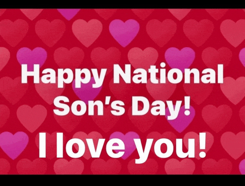 happy national son 's day i love you on a red background with hearts