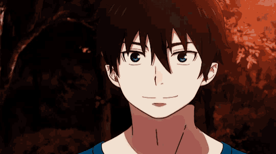 a close up of a anime character with blue eyes