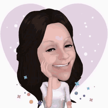 a cartoon drawing of a woman with her hand on her chin