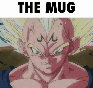 a picture of a dragon ball z character with the words " the mug " on the top