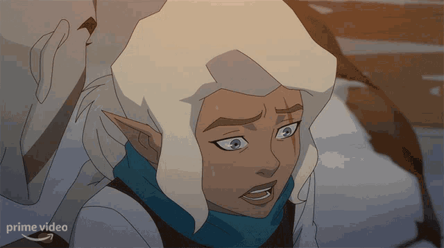 a cartoon character with a scarf around her neck and the words prime video on the bottom right