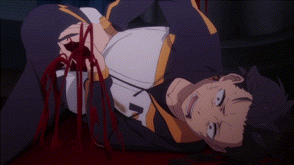 a man is laying on his back with blood coming out of his chest