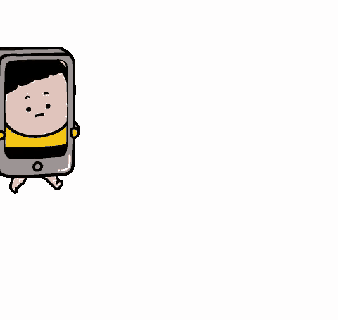 a cartoon character is dressed as a cell phone and says hi