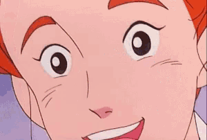 a close up of a cartoon character laughing with his eyes closed and his tongue out .