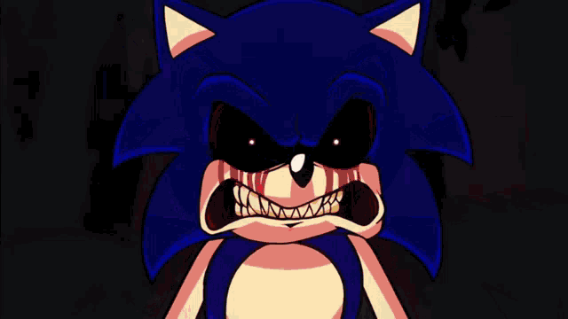 a close up of a sonic the hedgehog 's face with a glitch effect .