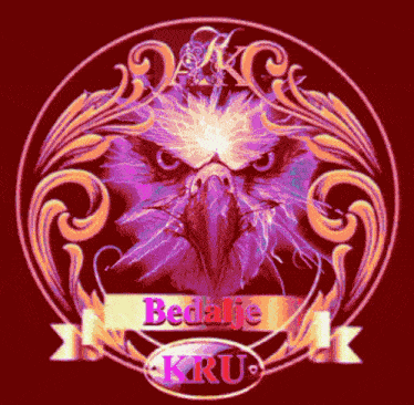 a purple eagle with the name bedale kru on the bottom