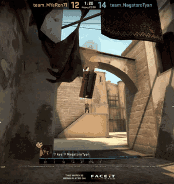 a screenshot of a video game showing the score of 14-14