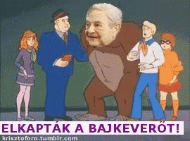 a cartoon of a man in a gorilla costume with the words " elkaptak a bajkeverot "