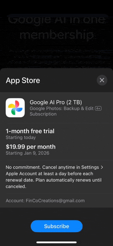 a screenshot of the google all in one membership page
