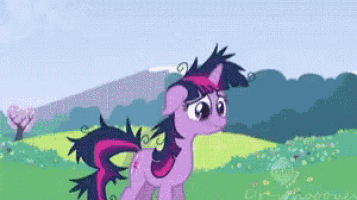 twilight sparkle from my little pony is standing in a grassy field