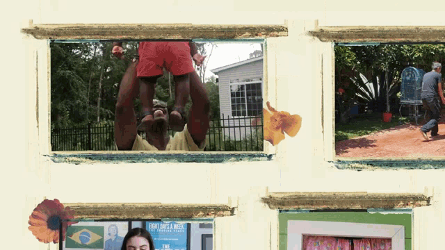 a collage of pictures includes a sign that says " every child is a hero "