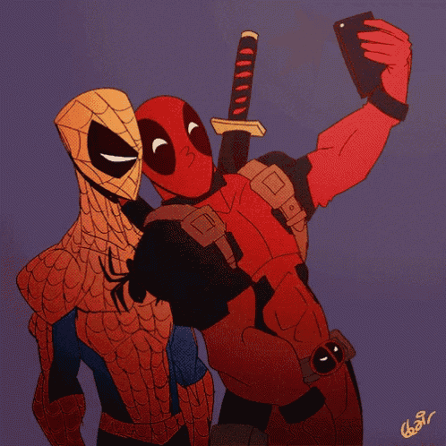 Deadpool Spiderman GIF - Deadpool Spiderman Selfie GIFs