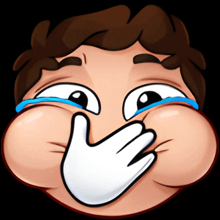 a cartoon of a man covering his mouth with his hand and crying