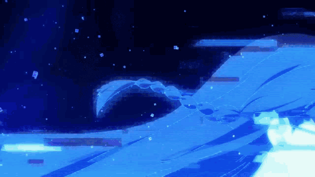 a blue background with a few squares floating in it