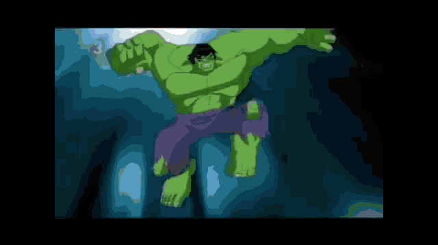 a cartoon of the hulk with a huge fist .