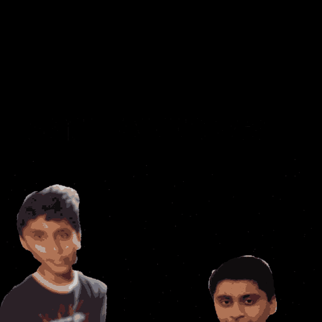 two young boys are standing in front of a black background with the words sath approve
