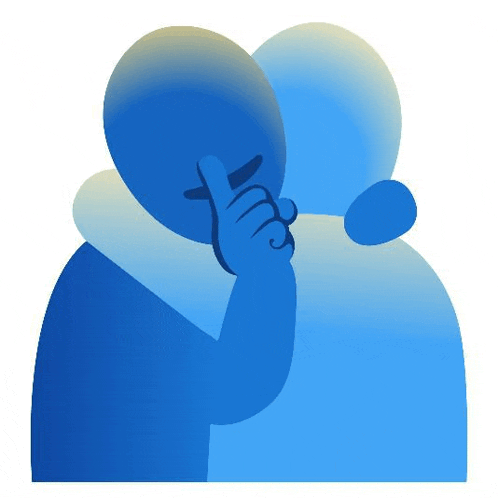 a man is covering his face with his hand while another man hugs him .