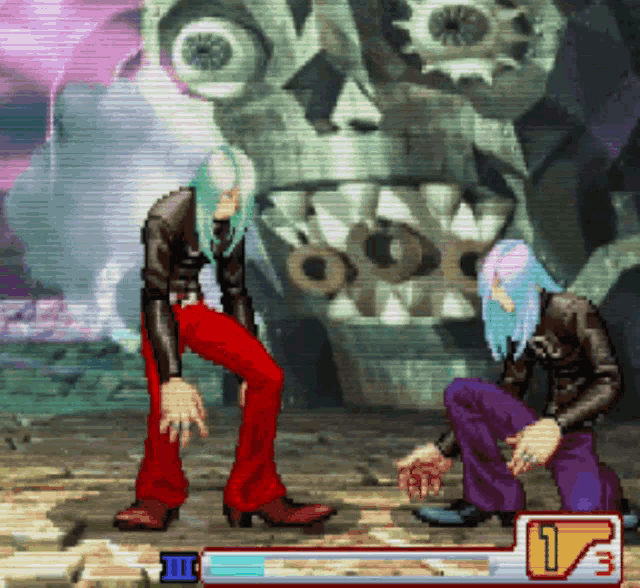 a video game with a skull in the background and the number 1 in the lower right corner