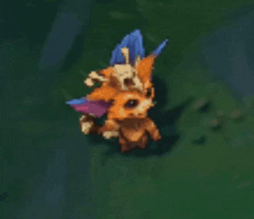 a pixel art of a squirrel with a skull on its head flying through the air .
