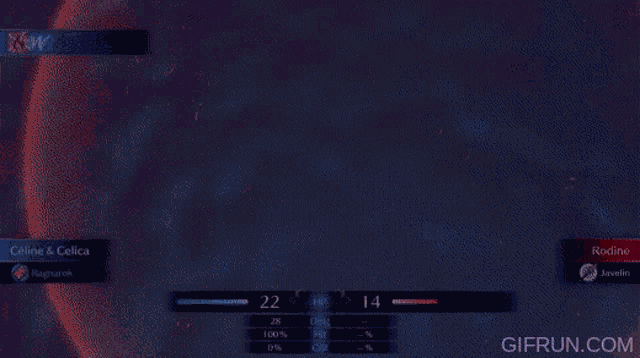 a video game screen shows a battle between warp ragnarok and collina & celica