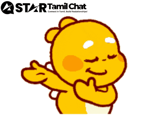 a star tamil chat advertisement with a yellow cartoon character