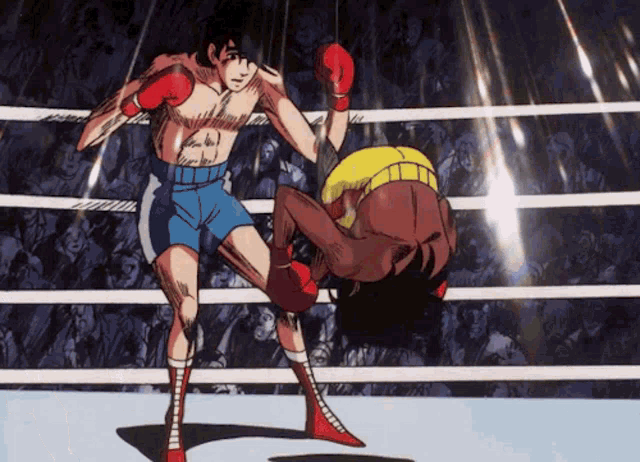 a cartoon of a man kicking another man in the face
